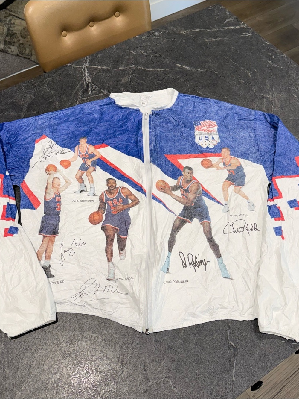 Vintage Team USA Olympics 1992 AOP light full zip jacket men’s Large Tyvek - Picture 2 of 12